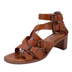 MADEWELL The Lora Brown Leather Block Heel Sandals Size 8